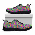 Hot Purple Pineapple Pattern Print Black Running Shoes