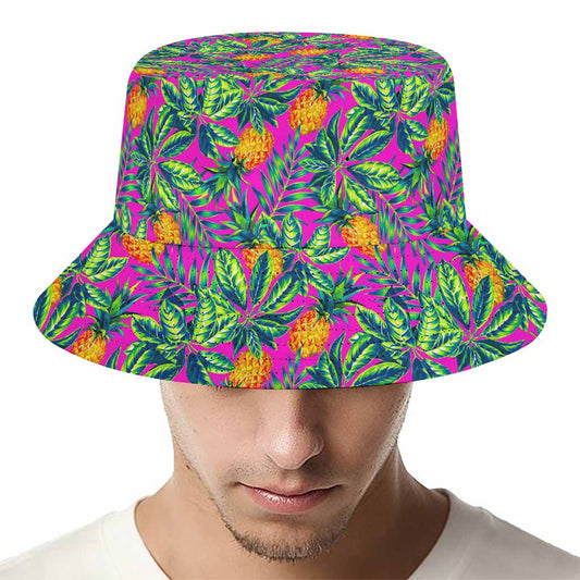 Hot Purple Pineapple Pattern Print Bucket Hat