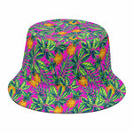Hot Purple Pineapple Pattern Print Bucket Hat