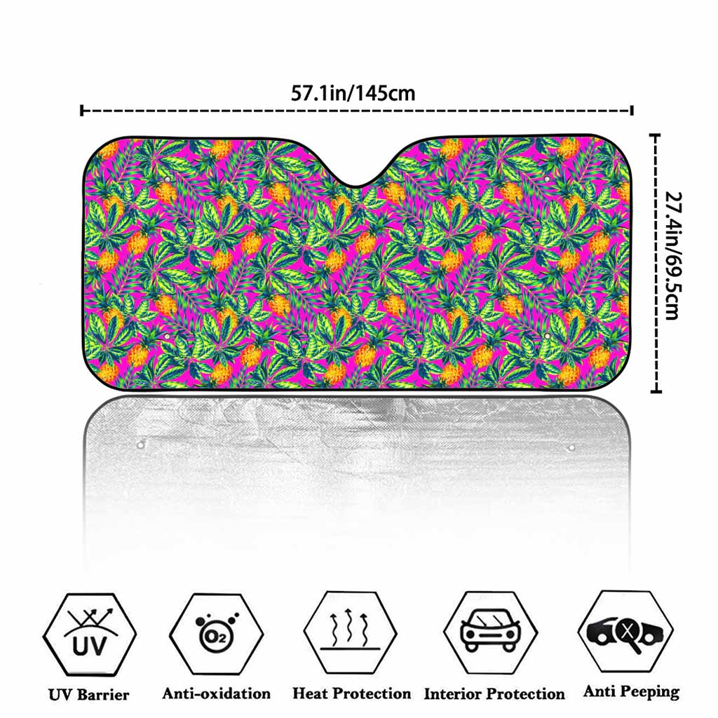 Hot Purple Pineapple Pattern Print Car Windshield Sun Shade