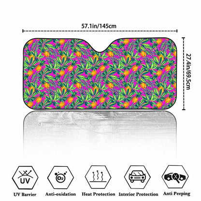 Hot Purple Pineapple Pattern Print Car Windshield Sun Shade