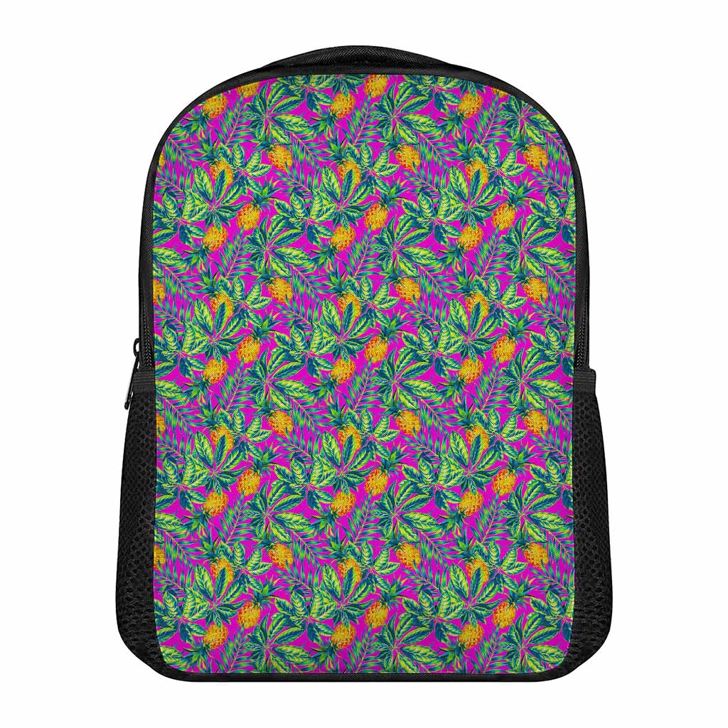 Hot Purple Pineapple Pattern Print Casual Backpack