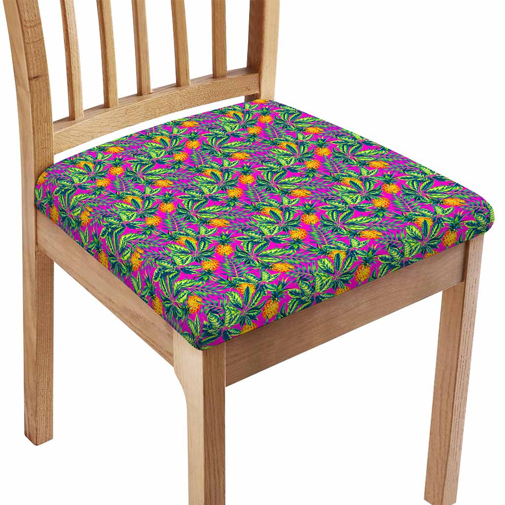 Hot Purple Pineapple Pattern Print Chair Cushion Cover