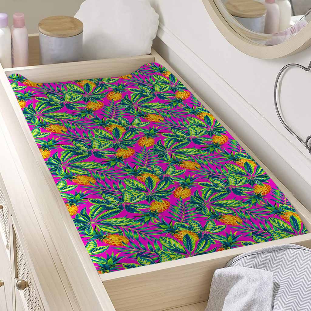 Hot Purple Pineapple Pattern Print Changing Pad Cover