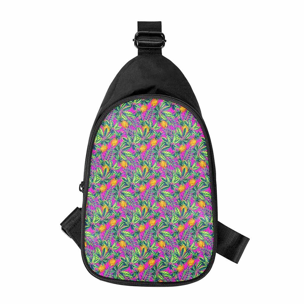 Hot Purple Pineapple Pattern Print Chest Bag