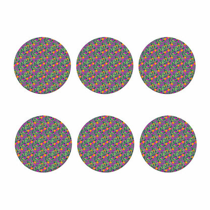 Hot Purple Pineapple Pattern Print Coaster Set