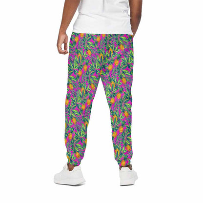 Hot Purple Pineapple Pattern Print Cotton Pants