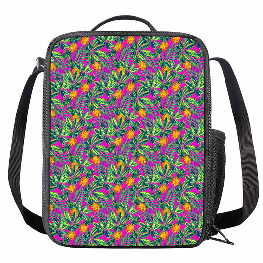 Hot Purple Pineapple Pattern Print Crossbody Lunch Bag