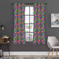 Hot Purple Pineapple Pattern Print Grommet Curtain Panels