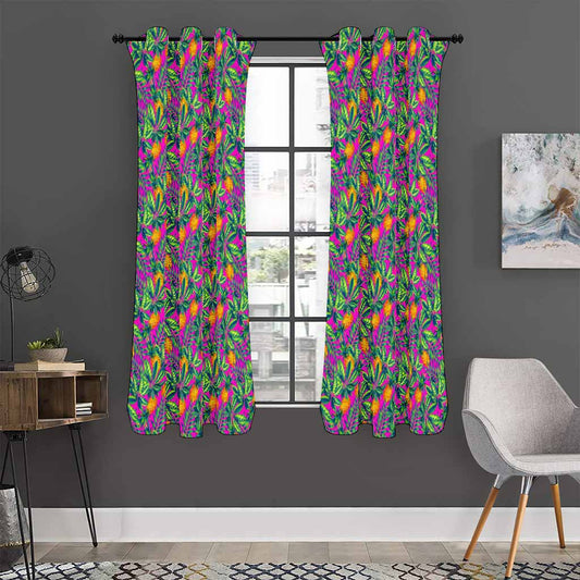 Hot Purple Pineapple Pattern Print Curtain