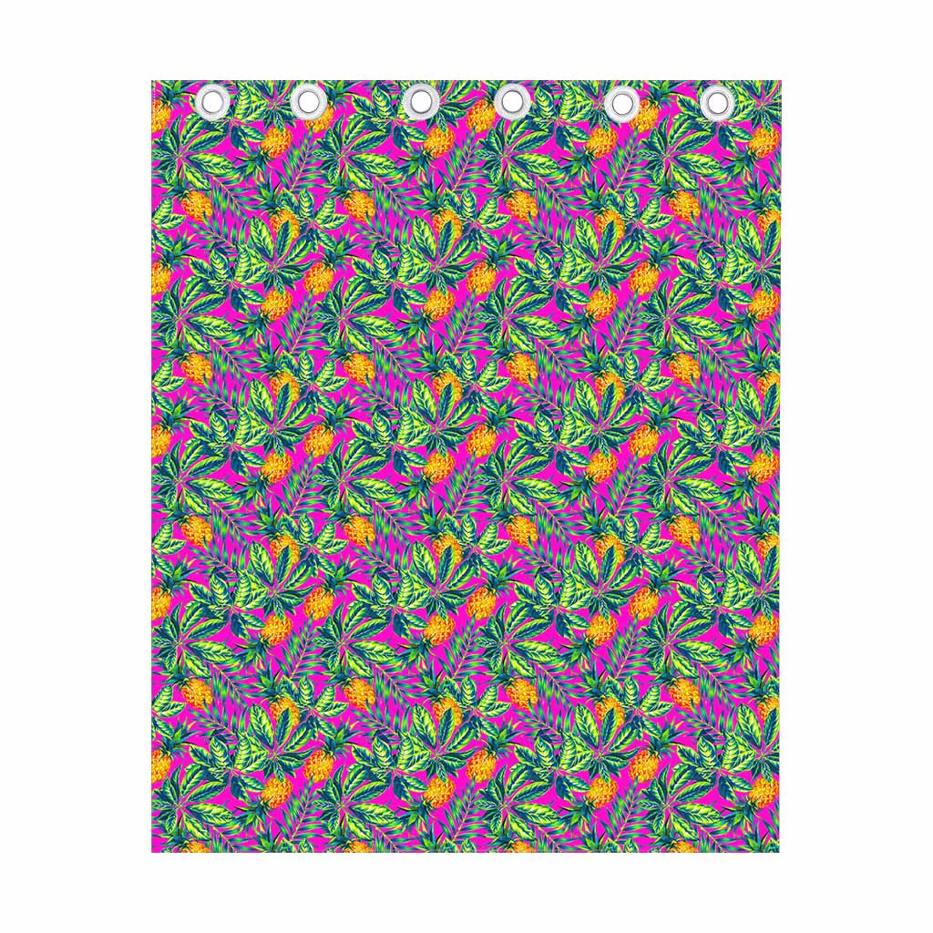 Hot Purple Pineapple Pattern Print Curtain