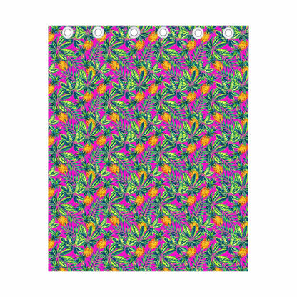 Hot Purple Pineapple Pattern Print Curtain