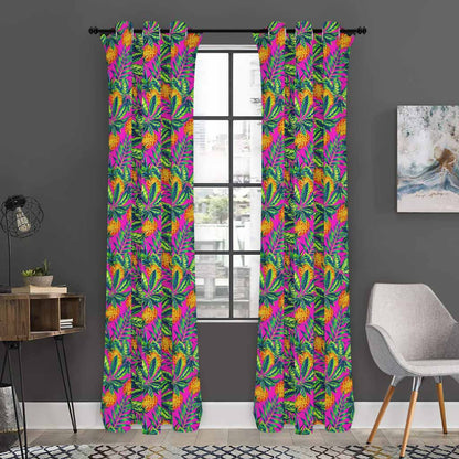 Hot Purple Pineapple Pattern Print Curtain