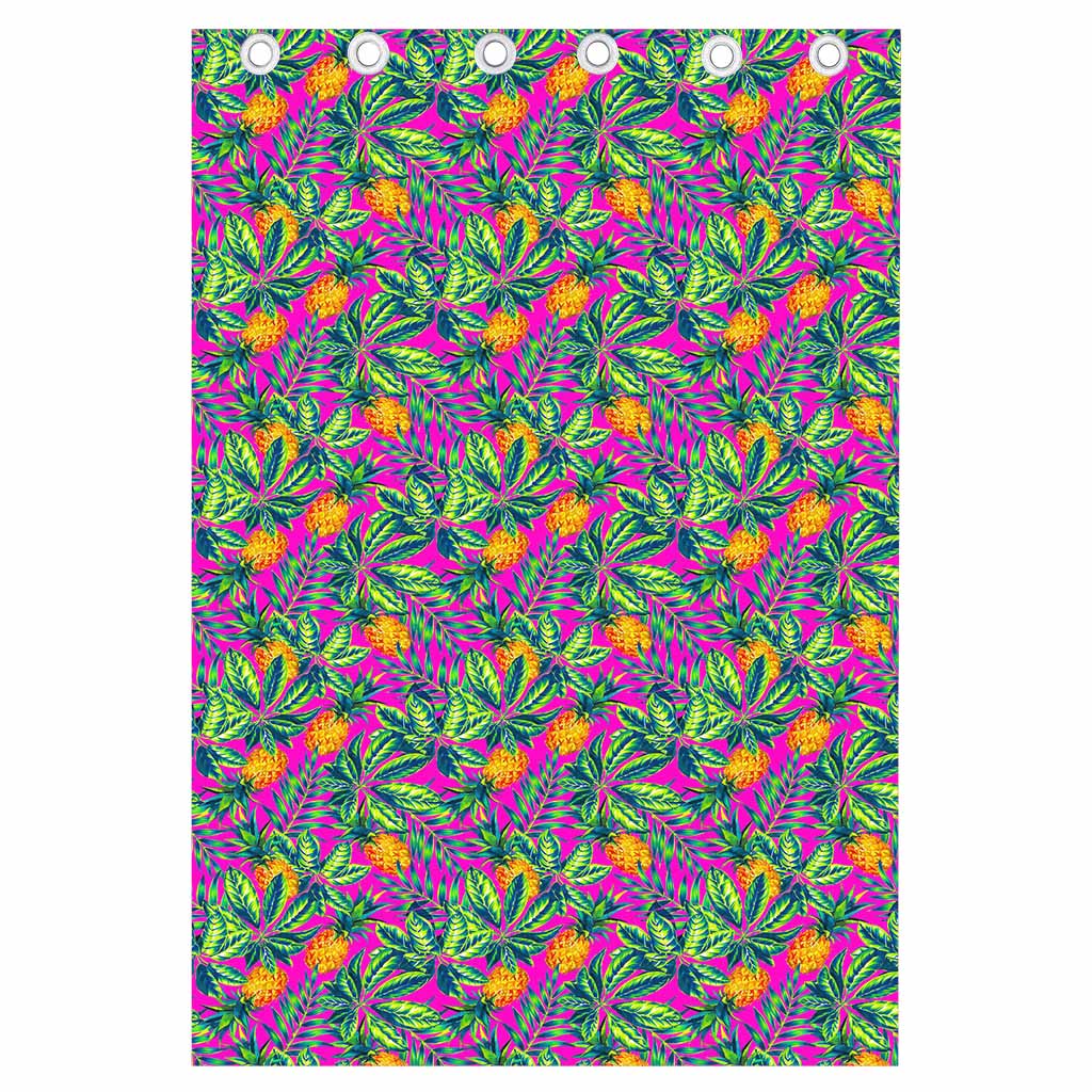 Hot Purple Pineapple Pattern Print Curtain