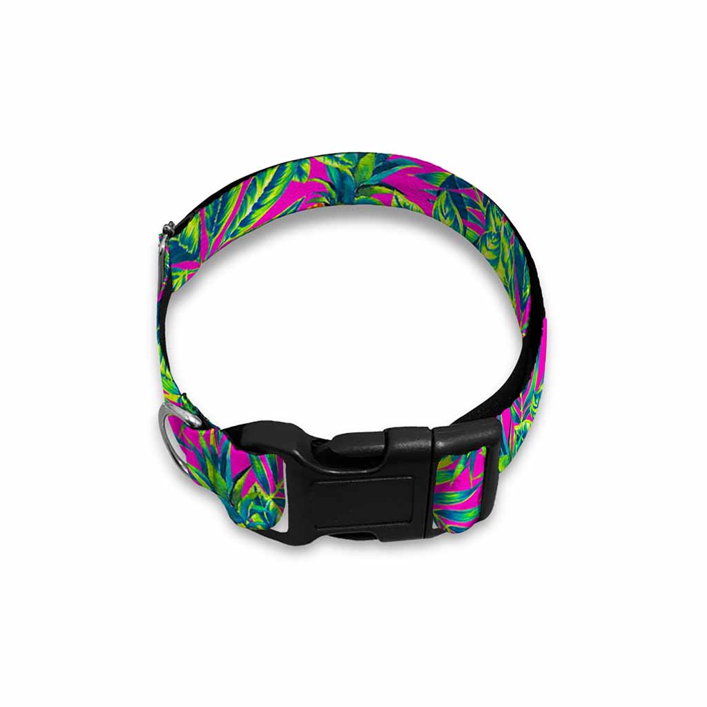 Hot Purple Pineapple Pattern Print Dog Collar