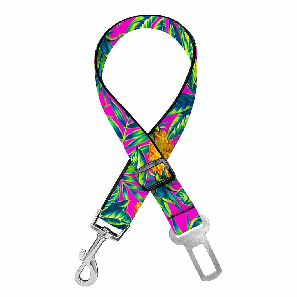 Hot Purple Pineapple Pattern Print Dog Seat Belt
