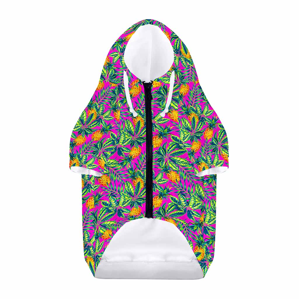 Hot Purple Pineapple Pattern Print Dog Zip Up Hoodie