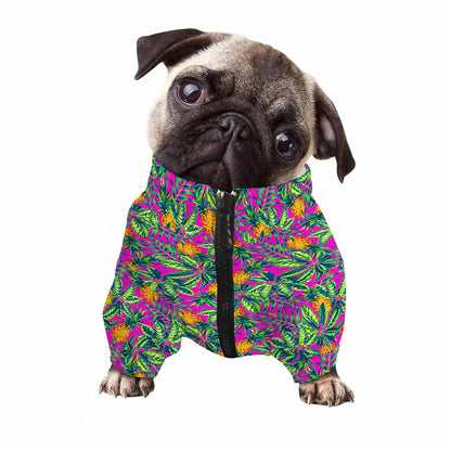 Hot Purple Pineapple Pattern Print Dog Zip Up Jacket