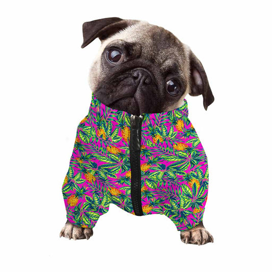 Hot Purple Pineapple Pattern Print Dog Zip Up Jacket