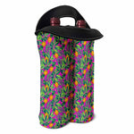Hot Purple Pineapple Pattern Print Double Neoprene Wine Tote