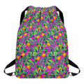 Hot Purple Pineapple Pattern Print Drawstring Backpack