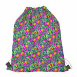 Hot Purple Pineapple Pattern Print Drawstring Bag
