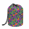 Hot Purple Pineapple Pattern Print Drawstring Makeup Bag