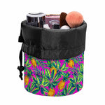 Hot Purple Pineapple Pattern Print Drawstring Makeup Bag