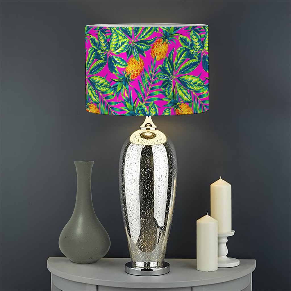 Hot Purple Pineapple Pattern Print Drum Lamp Shade