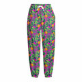 Hot Purple Pineapple Pattern Print Fleece Lined Knit Pants