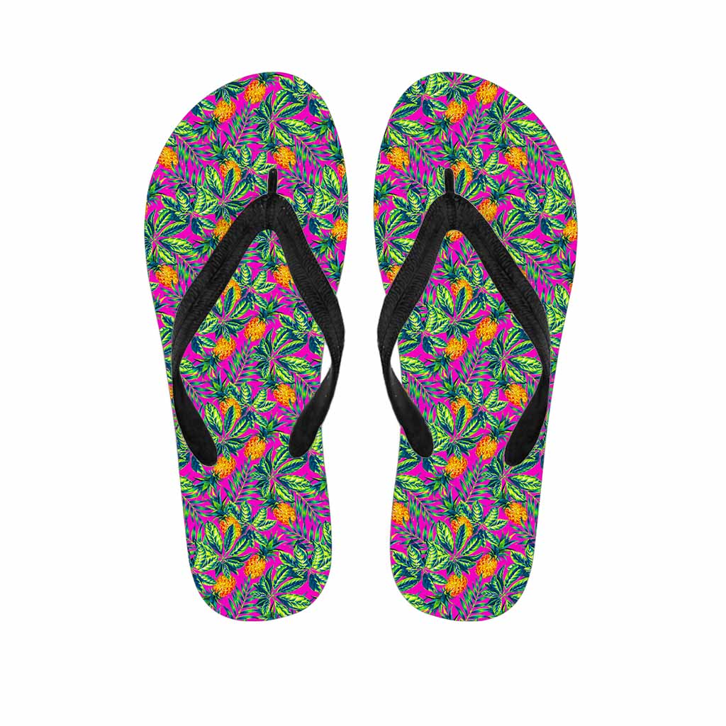 Hot Purple Pineapple Pattern Print Flip Flops