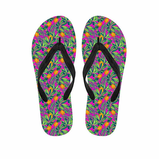 Hot Purple Pineapple Pattern Print Flip Flops