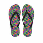 Hot Purple Pineapple Pattern Print Flip Flops