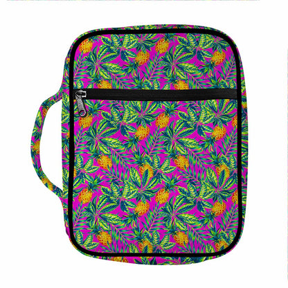Hot Purple Pineapple Pattern Print Front Pocket Bible Bag