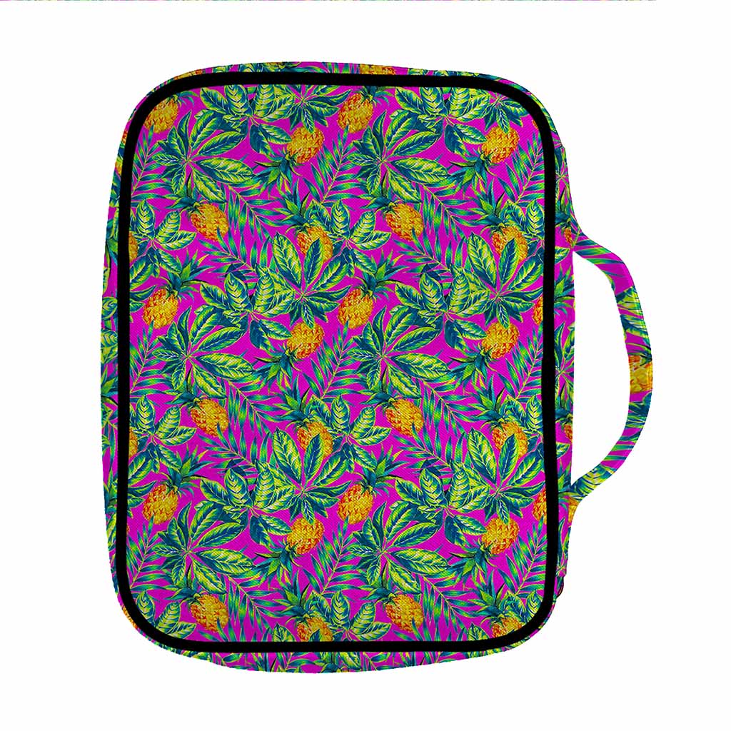 Hot Purple Pineapple Pattern Print Front Pocket Bible Bag