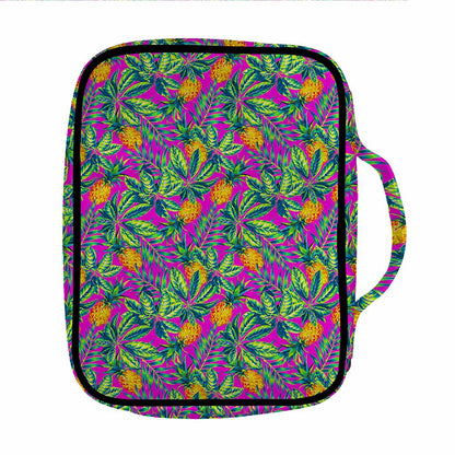 Hot Purple Pineapple Pattern Print Front Pocket Bible Bag