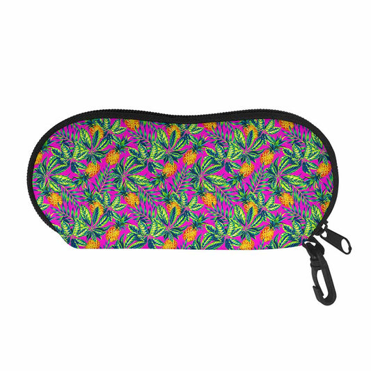 Hot Purple Pineapple Pattern Print Glasses Case