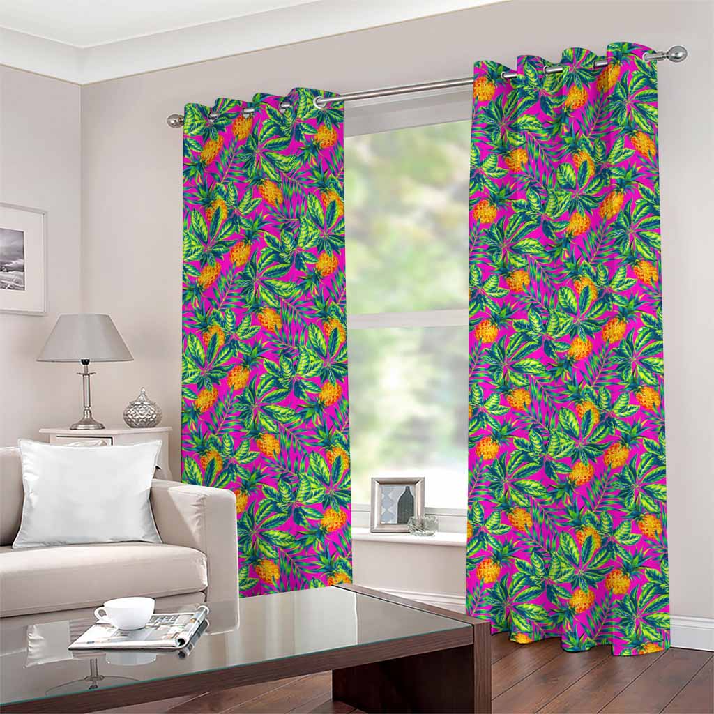 Hot Purple Pineapple Pattern Print Grommet Curtains