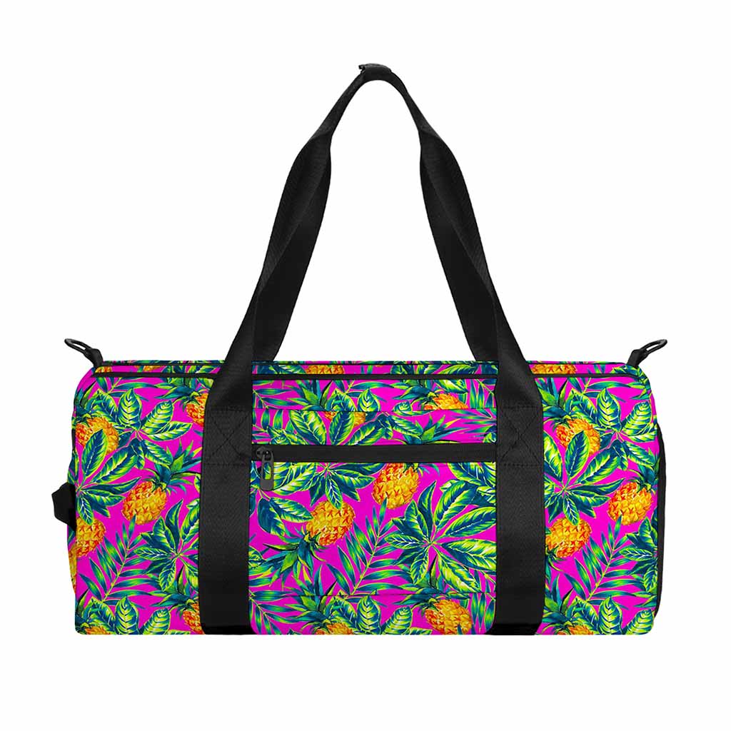 Hot Purple Pineapple Pattern Print Gym Bag