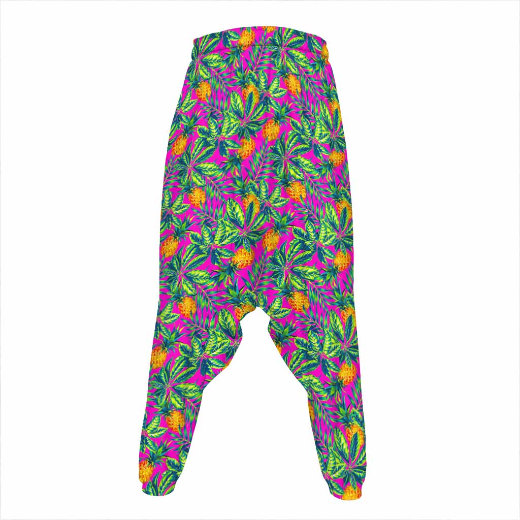Hot Purple Pineapple Pattern Print Hammer Pants