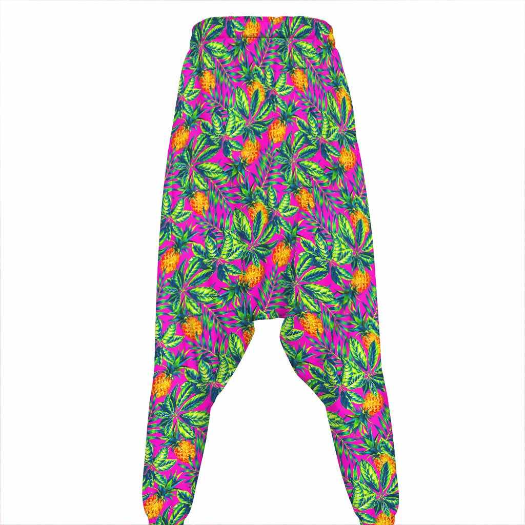 Hot Purple Pineapple Pattern Print Hammer Pants