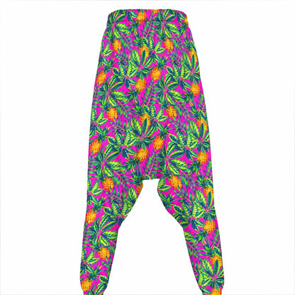 Hot Purple Pineapple Pattern Print Hammer Pants