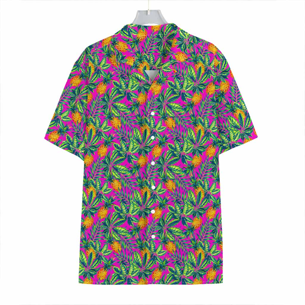 Hot Purple Pineapple Pattern Print Hawaiian Shirt