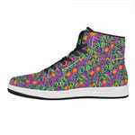 Hot Purple Pineapple Pattern Print High Top Leather Sneakers