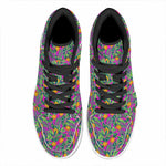 Hot Purple Pineapple Pattern Print High Top Leather Sneakers