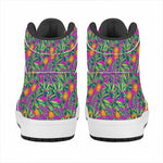 Hot Purple Pineapple Pattern Print High Top Leather Sneakers