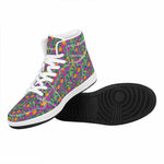 Hot Purple Pineapple Pattern Print High Top Leather Sneakers