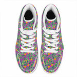 Hot Purple Pineapple Pattern Print High Top Leather Sneakers