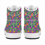 Hot Purple Pineapple Pattern Print High Top Leather Sneakers