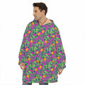Hot Purple Pineapple Pattern Print Hoodie Blanket